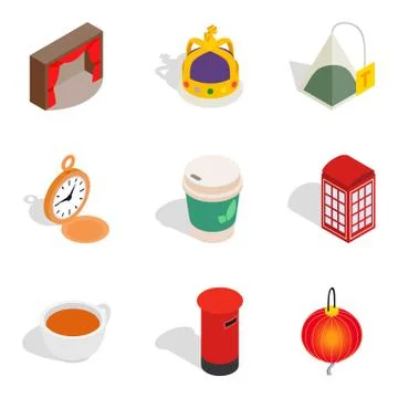 Salubrity icons set, isometric style Stock Illustration