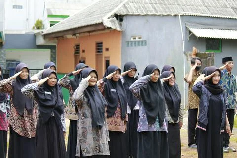 Salutation During Flag Hoisting Stock Photos