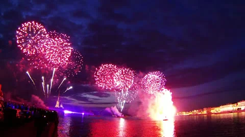 Salute against the Peter and Paul fortress Stock Footage