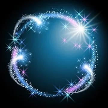 Salute and firework. Round frame. Stock Illustration