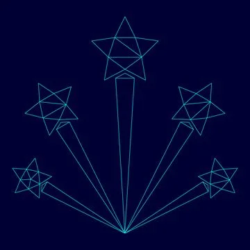 Salute firework low poly triangulation triangulated polygonal electric cyan.. Stock Illustration