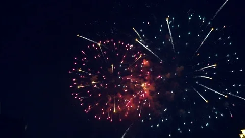 Salute in the night sky Stock Footage 110585091