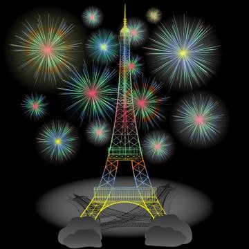 Salute over the Eiffel tower 스톡 일러스트