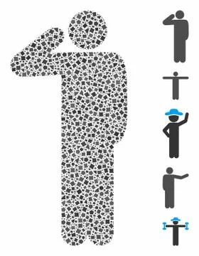 Salute pose Composition Icon of Bumpy Elements Stock Illustration