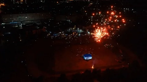 Salute top view. Firework view from above 库存影片 99515002