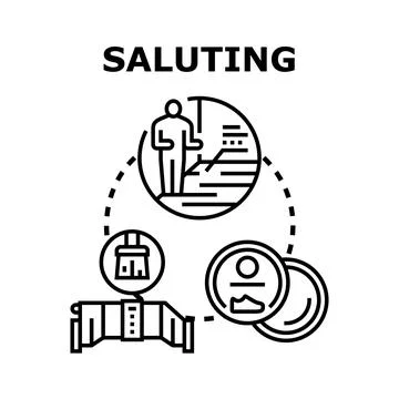 Saluting concept vector black illustration icon Stock Illustration