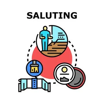 Saluting concept vector color illustration icon Stock Illustration