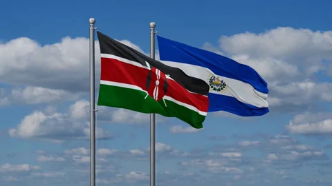 Salvador and Kenya two flags Stock Footage 282600068