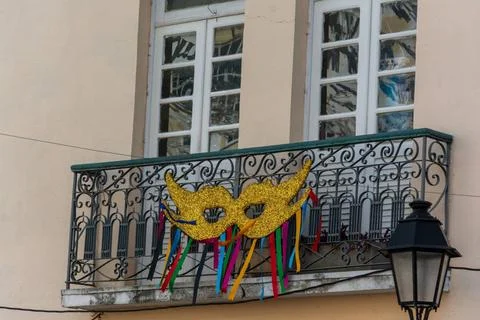  Salvador, Bahia, Brazil - February 07, 2015: Facade of houses decorated f... Stock Photos