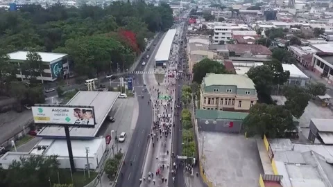 Salvadoran workers demand better working conditions on Labor Day, San Salvador,  Stock Footage 204130962