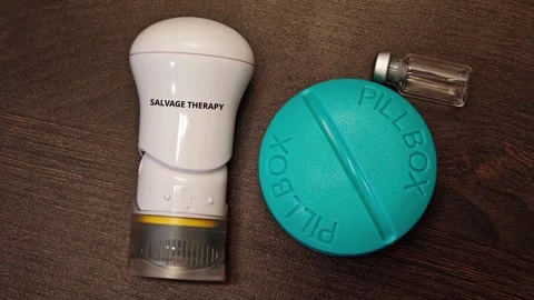 SALVAGE THERAPY autoinjector concept for evaluation of treatment efficacy and Stock Footage 347389039