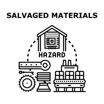Salvaged materials recycle process creating industrial hazard Stock Illustration
