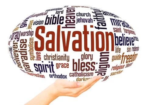 Salvation word cloud sphere concept 스톡 일러스트
