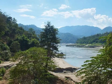Salween river in Mae Hong Son province between Thailand and Myan Stock Photos