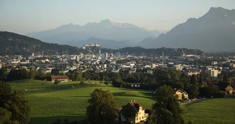 Salzburg City Sunset Timelapse Stock Footage