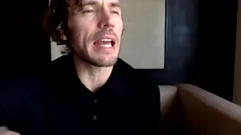 Sam Claflin is being interviewed about movie 'Every Breath You Take' - 2021 Stock Footage 157434941