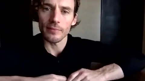 Sam Claflin is being interviewed about movie 'Every Breath You Take' - 2021 Video stock 157435003