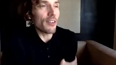 Sam Claflin is being interviewed about movie 'Every Breath You Take' - 2021 Stock Footage 157435019