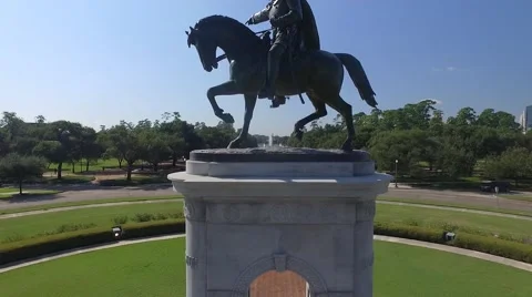 Sam Houston Statue at Hermann Park in Houston, Texas Stock Footage 65041999