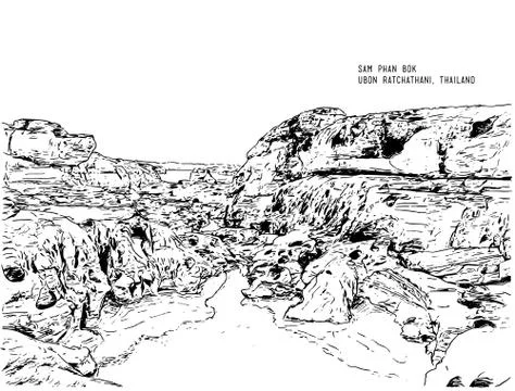 Sam phan bok, hand drawn sketching water color line art illustration. Stock Illustration