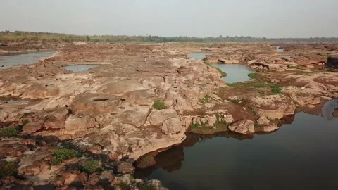 Sam Phan Bok Landmark Nature Travel Place Aerial View of Thailand Stock Footage 234054379