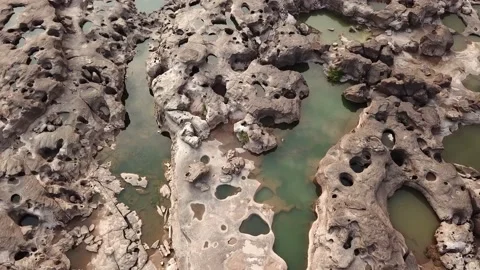 Sam Phan Bok Landmark Nature Travel Place Aerial View of Thailand Stock Footage 234054444