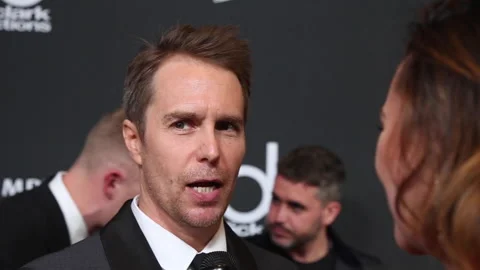 Sam Rockwell Gives an Interview on Red Carpet of the 2017 Hollywood Film Awards Stock Footage 130962247