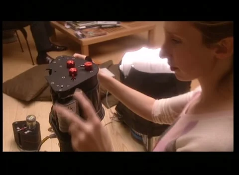 Sam Taylor-Wood setting up her panoramic camera, UK 1997 Stock Footage 159723328