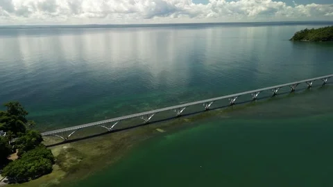 Samana bridge ocean view 02 Stock-Footage 332513854