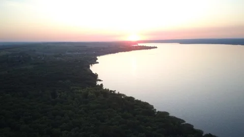 Samara Luka sunset, Volga Stock Footage 128443678