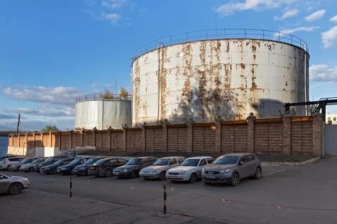 SAMARA, RUSSIA - OCTOBER 12, 2016: View of the tanks for water in Samara st.. Stock Photos