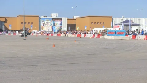 Samara, Russia - September 16, 2017. Russian car performs drift in the parking 库存影片 80396035