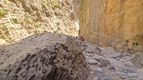 Samaria Gorge, view of the Iron Gates, the most narrow part, Crete, Greece Stock Footage 279462876