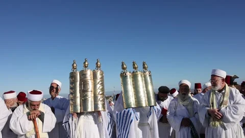 Samaritans Mark Passover Gerizim West Bank 10 Stock Footage 334520756