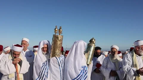 Samaritans Mark Passover Gerizim West Bank 9 Stock Footage 334520761