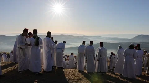 Samaritans Mark Passover Gerizim West Bank 8 Stock Footage 334520767