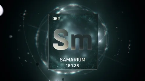 Samarium as Element 62 of the Periodic Table 3D animation on green background 库存影片 119752162