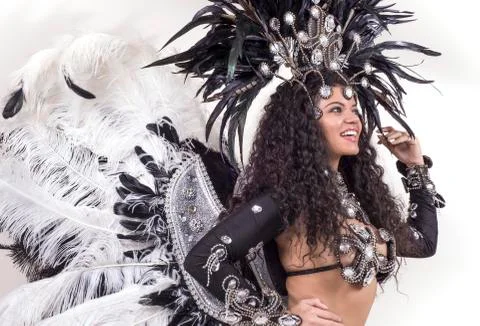 Samba dancer posing and smiling Stock Photos