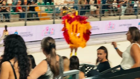 Samba dancers marching at Corrientes Carnival night parade. February 28, 2026. Stock Footage 330061467