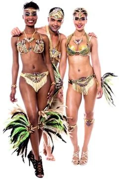 Samba dancers posing together. Stock Photos