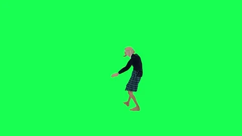 Samba dancing old man in local clothes, right angle green screen Stock Footage 259825022