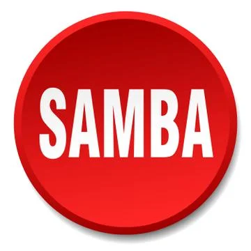 Samba red round flat isolated push button Stock Illustration