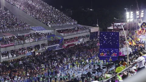 Samba School Scene at Sambodromo Carnival Stadium Parade Stock Footage 64861453