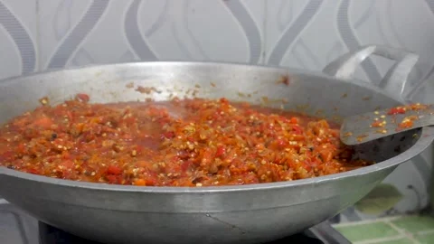 Sambal, the basic ingredient of squid Stock Footage 275325462