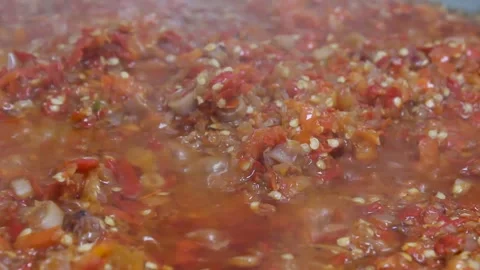 Sambal, the basic ingredient of squid Stock Footage 275325463