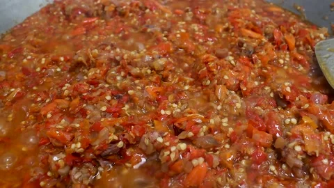 Sambal, the basic ingredient of squid Stock Footage 275325615