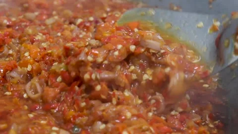 Sambal, the basic ingredient of squid Stock Footage 275326489