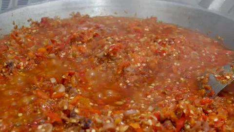 Sambal, the basic ingredient of squid Stock Footage 275326492