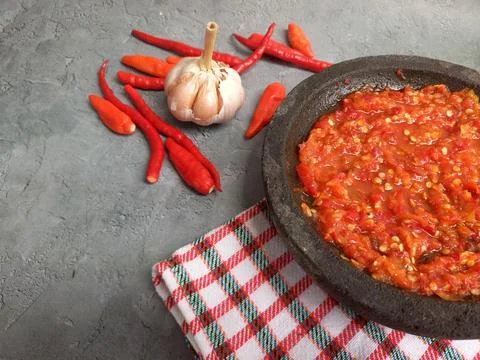 Sambal, a vibrant red dish Fotos Stock