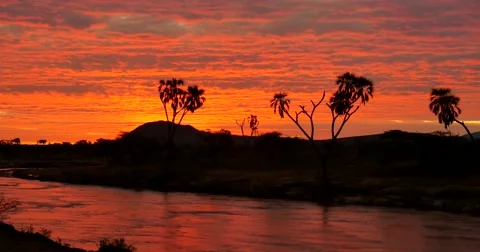 Samburu Sunset on River Stock Footage 60378184